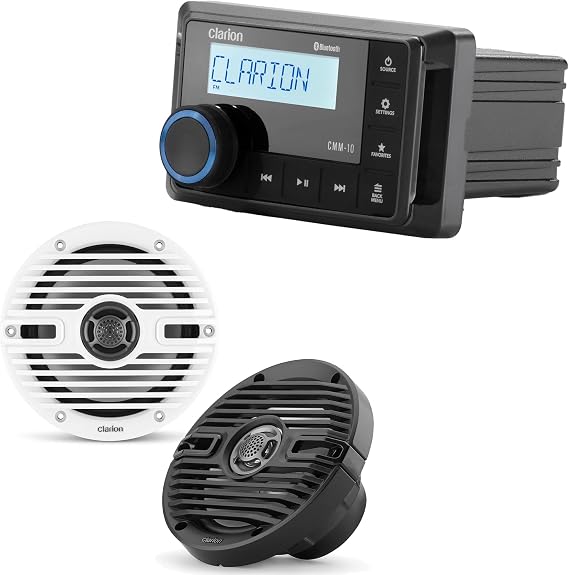 Clarion CMM-10 Marine Source Unit CMS-651-CWB Speaker Bundle
