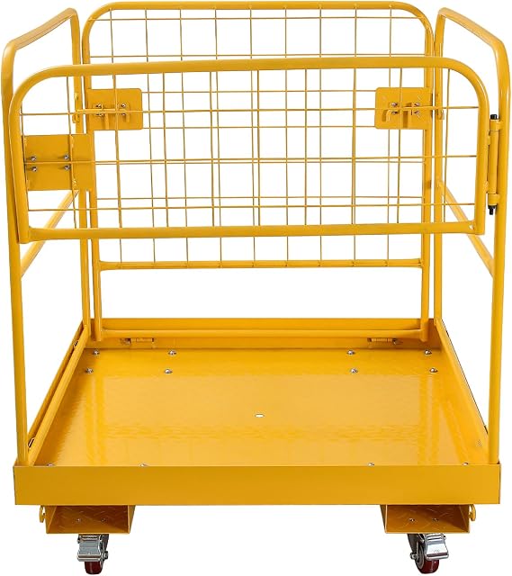 Forklift Safety Cage, 1200lbs Capacity Forklift Man Basket, 36'' X 36'' Foldable Forklift Work Platform for 1-2 People with 4 Wheels, Perfect for Aerial Work,36"-A