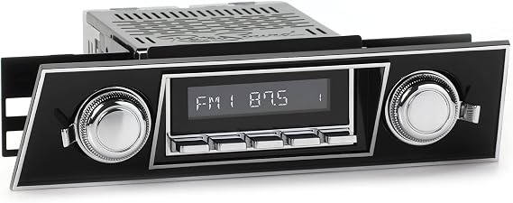 RetroSound HC-401-03-73 Hermosa Direct-Fit Radio for Classic Vehicles (Chrome Face and Buttons, Black Faceplate)