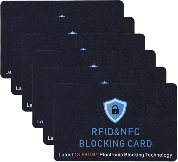 RFID Blocking Card 6 Pack, Credit Card Protector | Ultra Thin NFC Anti-Theft Blocking Card Protector for Wallets, Protects Credit/Debit Cards & Passports