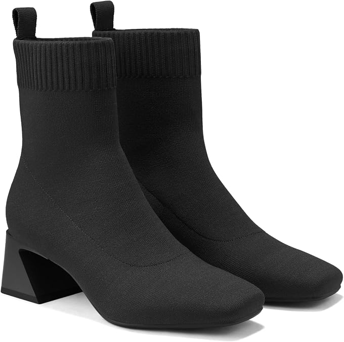 VIVAIA Regina Pro Booties for Women, Comfort Block Heel Ankle Boots, Square Toe Slip-on Water Repellent Anti Slip for Fall/Winter Dress Daily Outfit