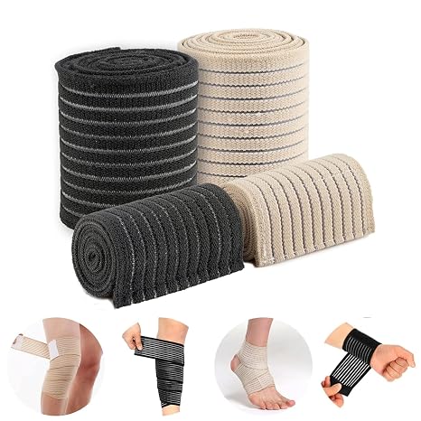 Ideal Swan Compression Bandage, 4 Pieces Elastic Wrap Knee Support Brace