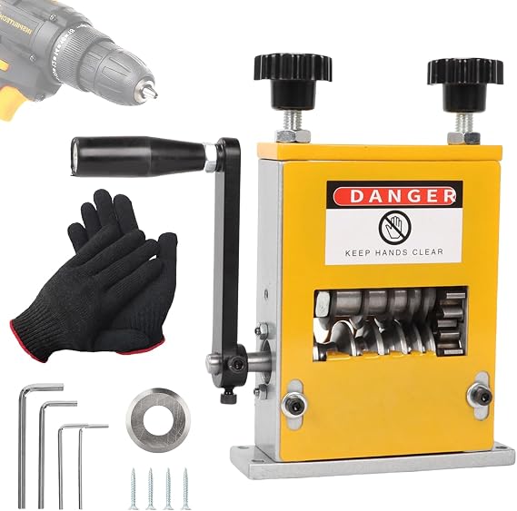 Cable Peeler for 3-17 mm Cable Cable Stripping Machine with 6 Channels and 5 Blades Cable Stripper Machine with Hand Crank and Drill Drive Stripping Tool for Copper Wire Recycling