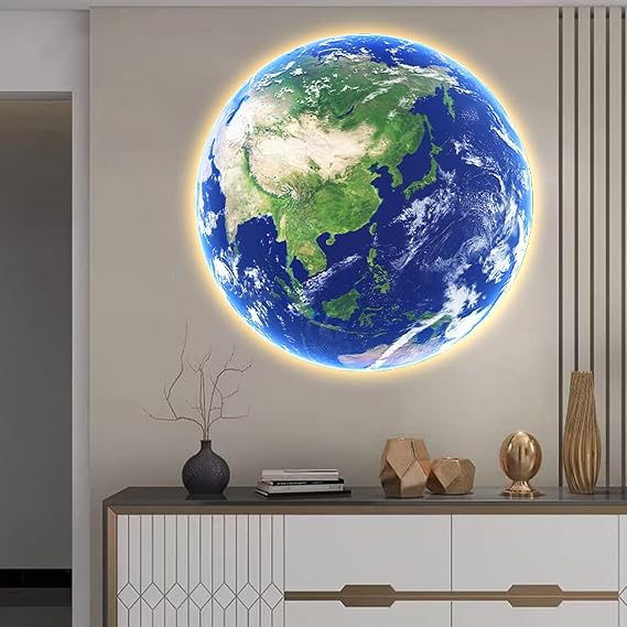 Moon 3D Wall Art Decor,Handmade Wall Sculpture with Led Light,Home Decor,3D Wall Painting with Light,Oriental Decor Traditional Chinese Welcoming Pine Wall Hanging Painting,Living Room Hanging Mural(D