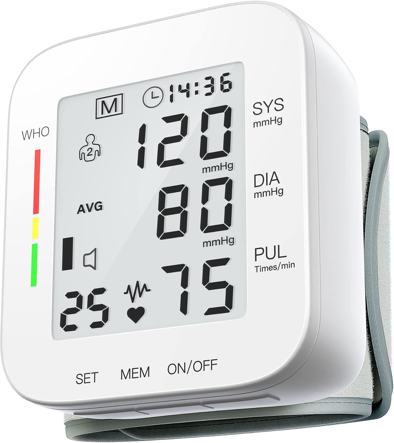 Blood Pressure Monitors for Home Use Voice Broadcast Blood Pressure Monitor Wrist Blood Pressure Machine Digital Blood Pressure Cuff 2x99 Readings with Carrying Case White