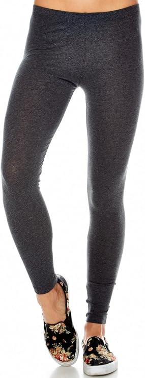 Bozzolo Women's Plain Basic Solid Color Cotton Material Leggings RB4003 (M, Charcoal)