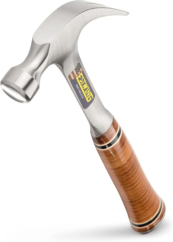 ESTWING Curved Claw Hammer, 12 oz Smooth Face, Leather Grip, E12C | Made in USA, Curved Claw Leverage, Built For The Pro, Forged In One Piece, Genuine Leather Grip