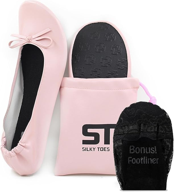 Foldable Flats for Women, Portable Ballet Shoes for Wedding &Travel Comfort | Silky Toes Emergency Compact Flats for Parties, Events, Office & Rainy Days | Fits in Purse | Comfortable Cushioned Insole