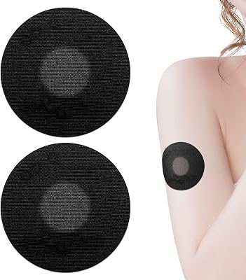 20pcs Sensor Covers, Waterproof Breathable Sensor Protector Adhesive Patches for Freestyle Libre 23 Sensor for Swimming Showering Black