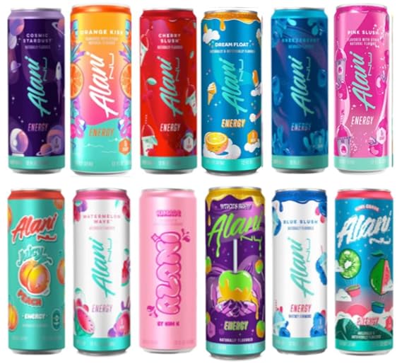 (20 Packs) Alani. Nu Energy Drink Variety Pack | 12 Different Flavors : Mimosa, Arctic White, Dream Float, Blue Slush, Breezeberry, Cherry Slush, Hawaiian Shaved, Watermelon Wave -12 fl. oz.