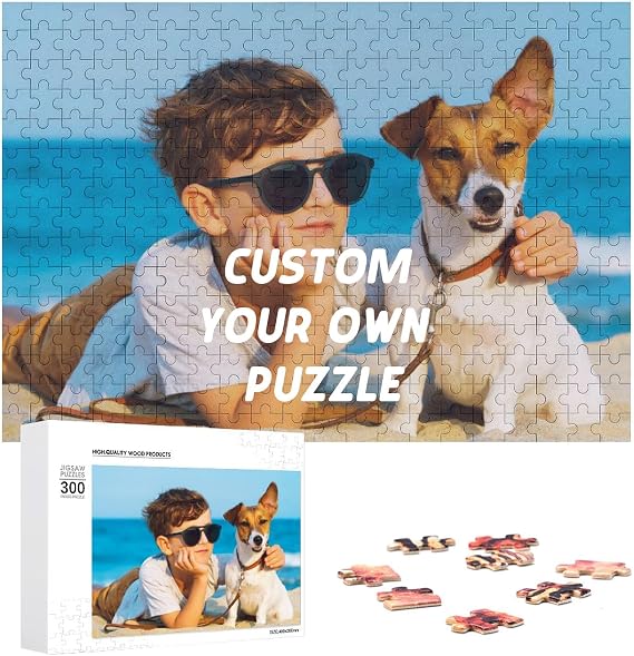 Personalised Jigsaw Puzzle, Custom 300/500/1000 Piece Wooden Photo Puzzle, Make Your Own Anniversary Wedding, Valentines Gifts for Him and Her