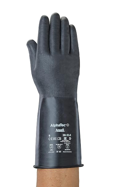 Ansell ChemTek 38-514 Butyl Glove, Chemical Resistant, 14" Length, 14 mils Thick, Large (Pack of 1)