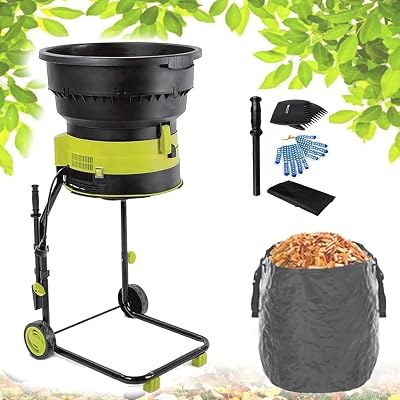 Electric Leaf Mulcher,15Amp 2500w High Power Bladeless Leaf Shredder for 17:1 Reduction Ratio,8000-Rpm Max Mulch up to 55gal per Minute,for Yard Cleanup,Composting Machine,noPowercord