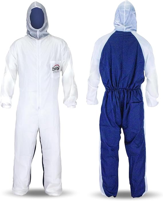 SAS Safety Corp Moonsuit Nylon and Cotton Coverall | Machine Washable Full Pullover with Hood Work Coveralls | Full Zipper Front, Elastic Waist with Pockets for Painting, Automotive, Factory (Medium)