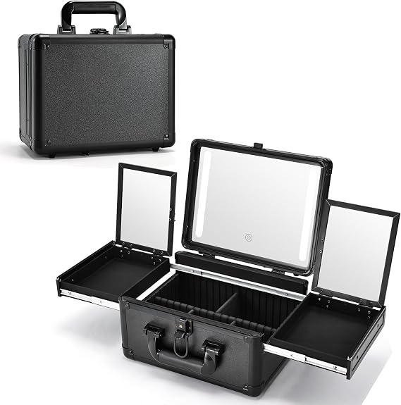 Make Up Box with Led Mirror Vanity Case Travel Makeup Case