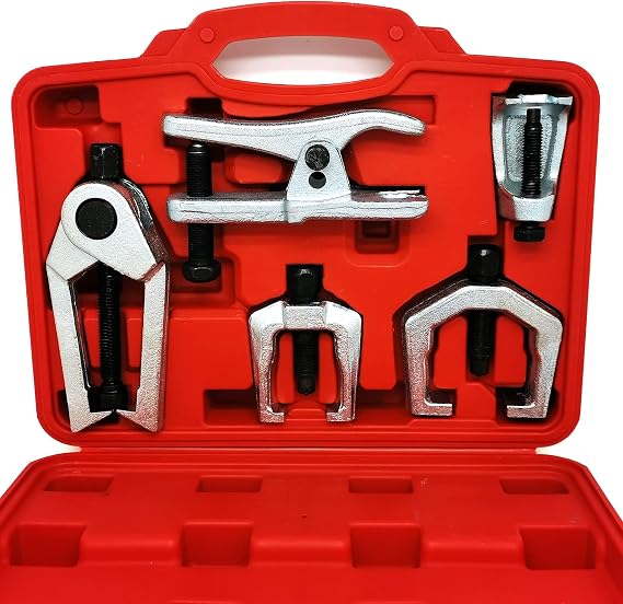 FEXON 5pcs Front End Service Tool 5-in-1 Ball Joint Separator | Pitman Arm Puller Tie Rod Set for Service Splitter Removal Kit