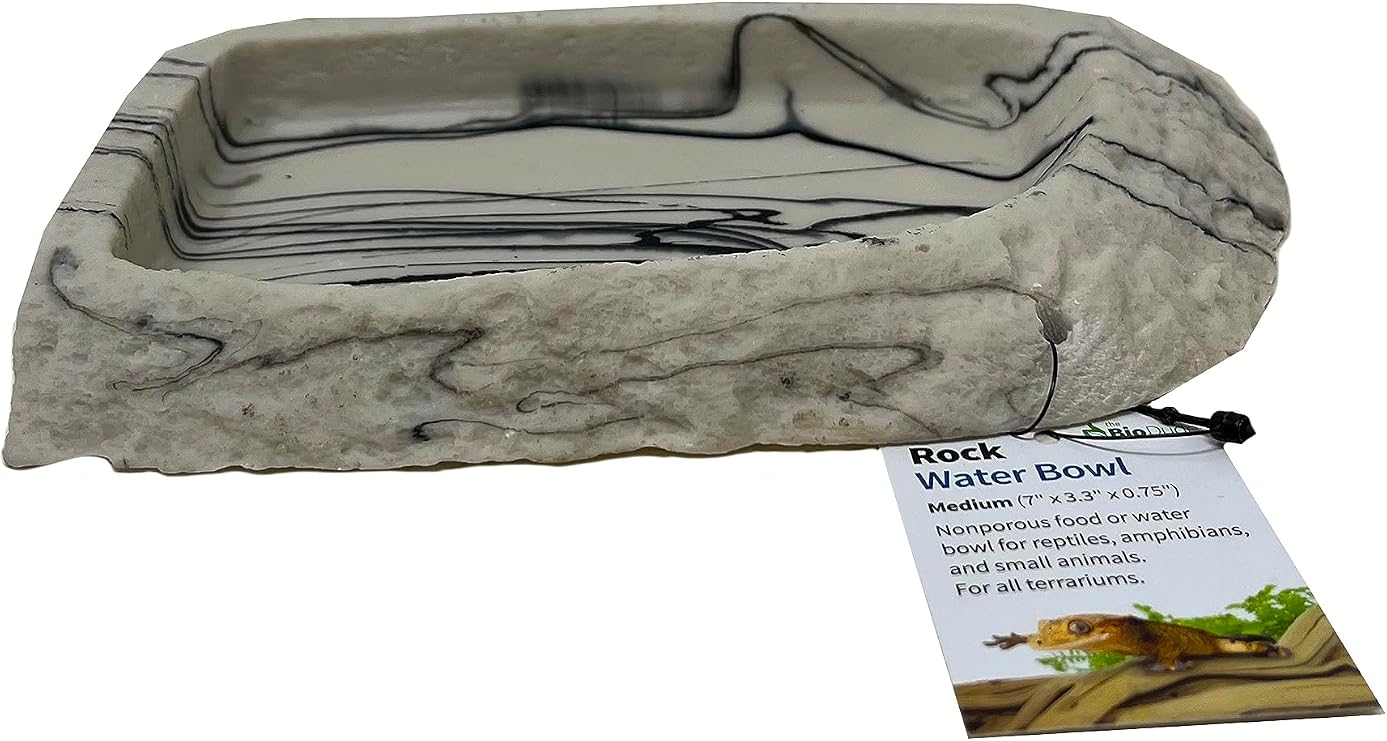 The Bio Dude Medium Rock Water Bowl - Looks Natural and Easy to Clean! Great for Small Snakes, Lizards, Frogs and Tarantulas