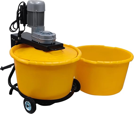 TECHTONGDA Concrete Bucket Mixer Electric Cement Mortar Polythene 2 Buckets 2.3 Cubic Feet/ 65L for Cement Sand Rock Fodder Stucco