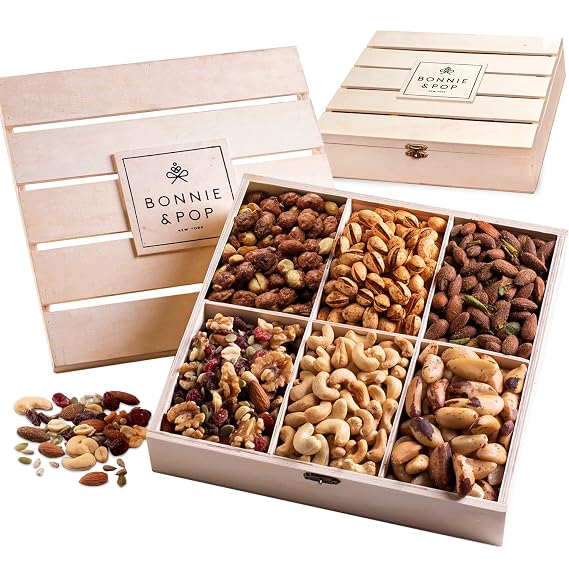 Christmas Gift Basket for Women, Men, Mom, Dad, Holiday, Snack, Business, Office and family. Extra Large Box Full of Gourmet Treats- Variety Holiday Snack Crate- Candy Tray Food Assortment- Prime Gift Set Idea Bonnie and Pop