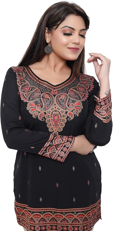 Maple Clothing Short Kurti Indian Tunic Top Women's Printed Kurta India Apparel