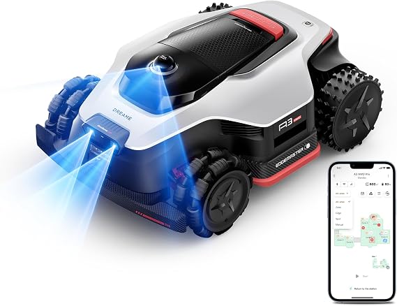 [All-Terrain Wire-Free] DREAME A3 AWD 2000 Robot Lawn Mower, 360 3D LiDAR & AI Dual Vision Smart Robotic Mowers for 0.5 Acre, 80% Slopes & 45min Fast Charge, 1.97" Edge Trimming, 4G GPS Anti-Theft