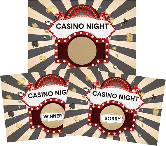 Colarr 150 Pack Casino Scratch Off Tickets Casino Party Decorations Cards Games Night Gamble Fake Lotter Cards with Golden Stickers for Game Night Party Decor