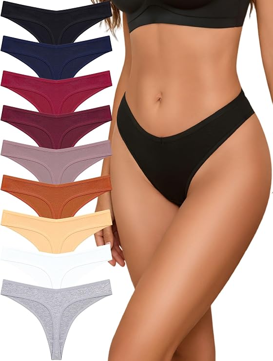 Sth Big Cotton Underwear Women Sexy Breathable Thongs Soft Panties 9 Pack
