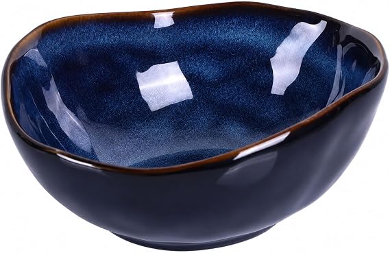 8" Blue Ceramic Decorative Bowl, Entryway Table Decor Pottery Key Bowl, Candy Dish, Salad Bowl, Blue Decor Small Jewelry Trinket Dish for Bedroom, Centerpiece, Bedside Table, Living Room Decorative
