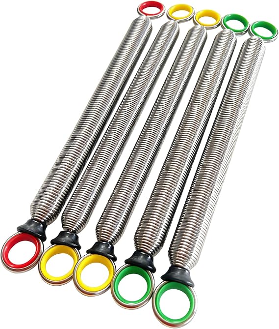 Colaxi 5-Piece Pilates Reformer Spring Set Stainless Steel Replacement Springs for Home or Studio Pilates Bed, Color-Coded for Various Resistance Needs Yellow, Red, Green