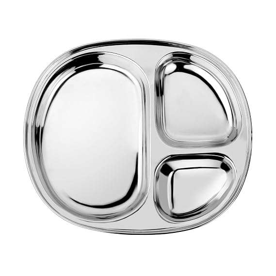 Ahimsa Stainless Steel Kids Divided Plate, Classic Stainless, 1 Plate