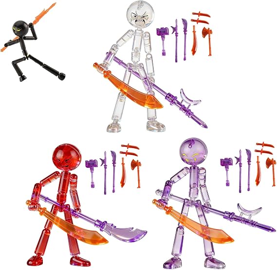 Collectable Action Figures Set with 7 Weapons Set, 2026 New Stop Motion Figure, Posable Action Figures, Full Body Mechanic Doll, Funny Gift Desk Decor (3 PCS-A)