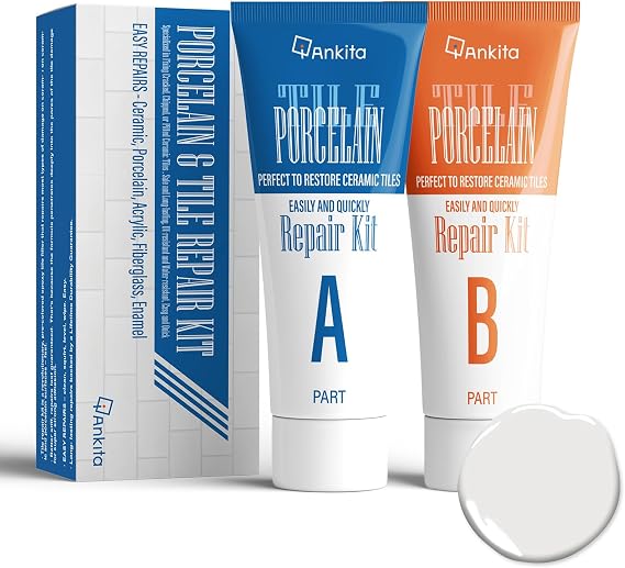 Porcelain Repair Kit White, Sink & Tub Repair Kit to Quickly Fix Tub Chips and Sink Cracks with High Bond Strength, Porcelain Sink Repair Kit for Tub, Tile, Sink and Toilet(Grey White)