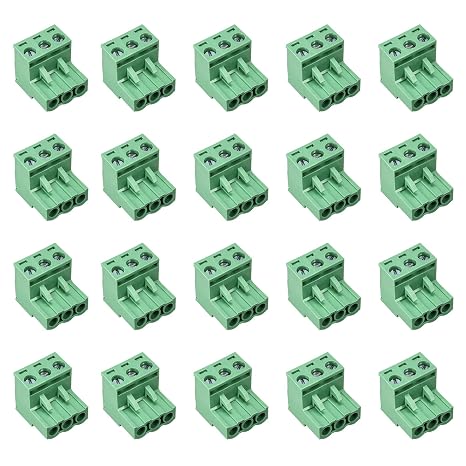20pcs 3P 5.08mm Angle PCB Screw Terminal Block | Screw locking design, stable wiring, suitable for home appliance and control board assembly