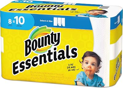 Bounty 75721 Essentials Select-A-Size Paper Towels, 2-Ply, 78 SheetsRoll, 8 RollsCarton