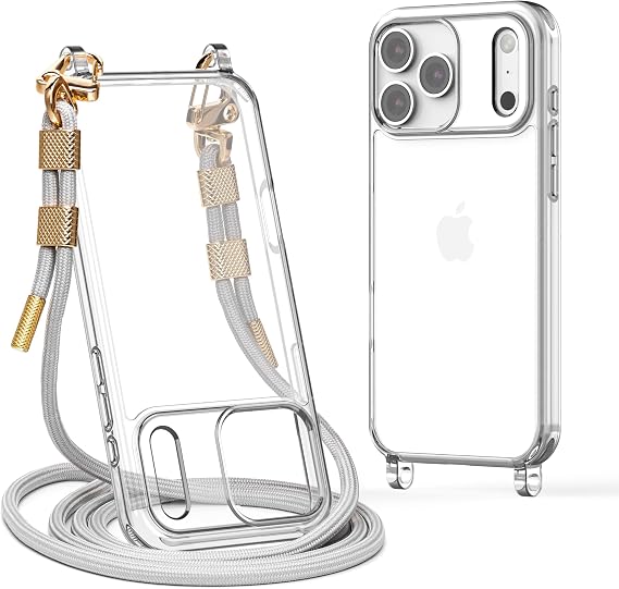 Clear Case for iPhone 17 Pro Max Case Crossbody Adjustable Strap