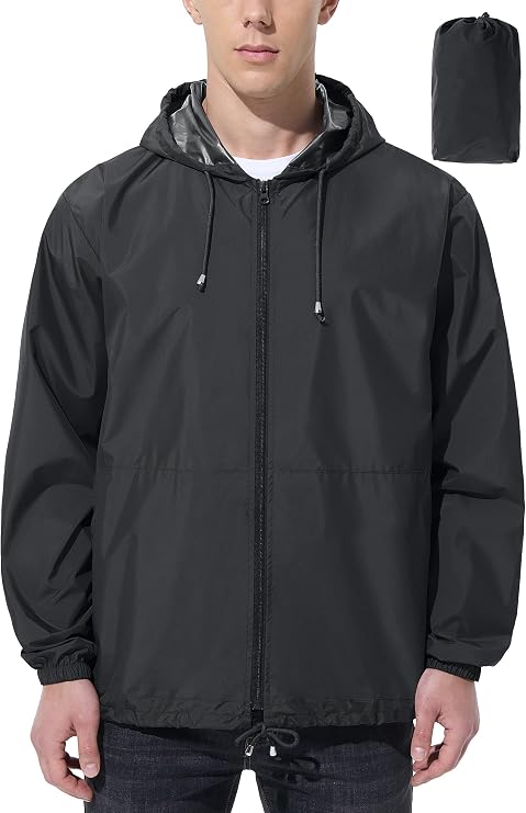 UIQUR Mens Rain Jacket Raincoat Waterproof Windbreaker | Lightweight Packable Design For Hiking, Cycling, Running, Fishing ,Golf,And Other Outdoor Activities