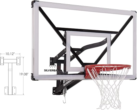 Silverback NXT 54" Wall Mounted Basketball Hoop, Indoor / Outdoor Basketball Hoop with QuickPlay Design