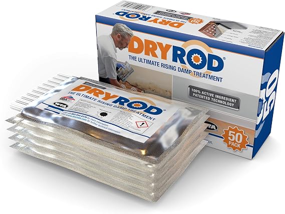 Dryrod DPC Damp Proofing Rods (50 Pack) - BBA-Approved Rising Damp Treatment in Walls, Stronger Than DPC Injection Creams. Coverage 6m