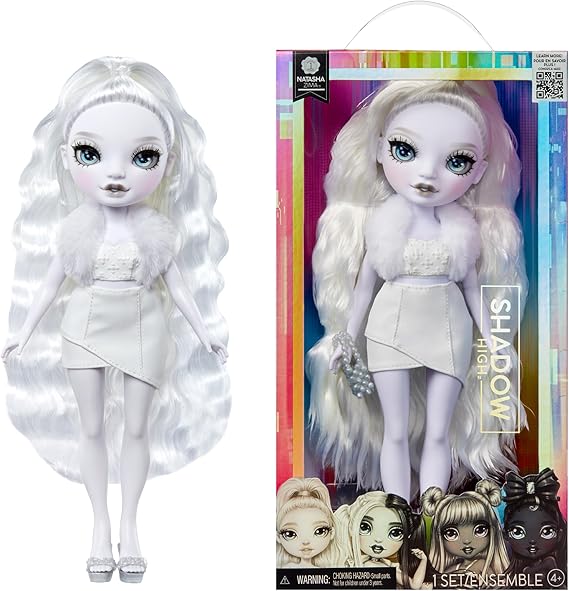 Rainbow High Shadow High Natasha Zima Grayscale 11 Fashion Doll with White Hair and White Outfit, Stylish Handbag, Great Gift for Kids 4-10 Years Old