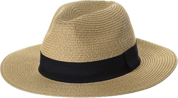 WITHMOONS Fedora Panama Hat Black Banded Wide Brim Cool Summer SL6690