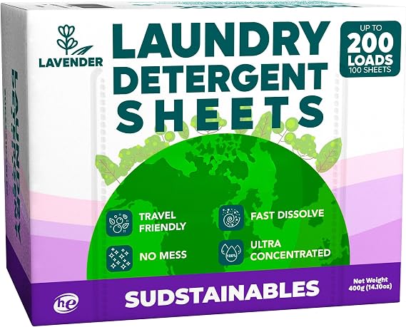 Sudstainables Laundry Detergent Sheets, Lavender, 200 Loads