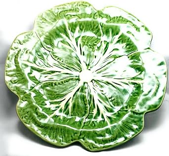 Bordallo Pinheiro 12" Green Cabbage Dinner Plate/Charger ~ Portugal Majolica