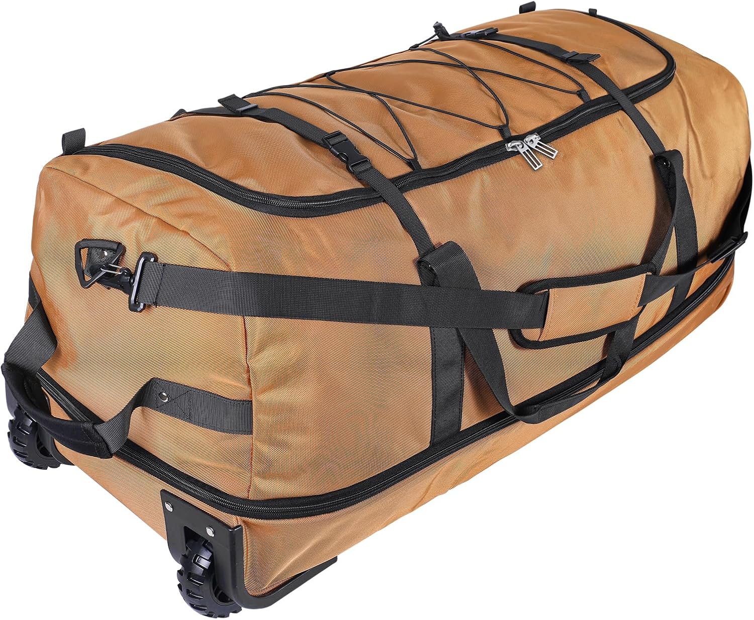 Bagenerous 110L140L Expandable Soft-Sided Foldable Duffle Bag with 2 Rubber Wheels,Packable 32” Rolling Carry-On with Multi-Pockets & Compartments, Coffee, 110L-140L, Fashion