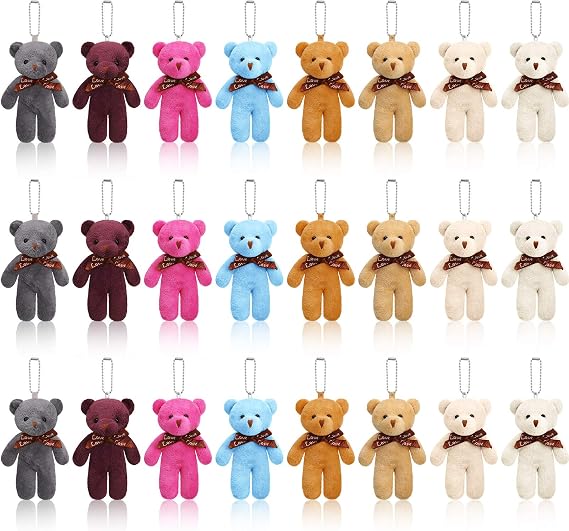 Skylety 24 Pcs Mini Bears 4.7 Inch Tiny Bears Doll Toy Bulk for Keychain