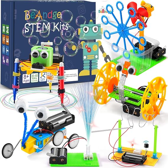 STEM Kit Robotics Electric Motor Science Project Experiments for Kids DIY Engineering Assembly Kit for Boys 8-12 Years Girls Electronic Robot Toy for Children 7, 8, 9, 10, 11, 12 Years and Older