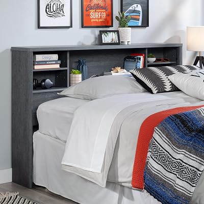 Sauder Dover Edge FullQueen Bookcase Headboard, Denim Oak Finish