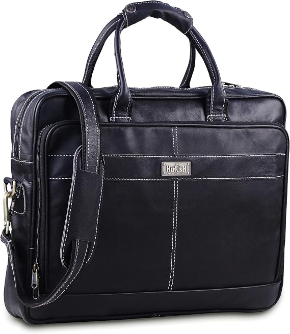 18 Inch Leather Laptop Bag for Computer Bag for Men Supple Genuine Leather Briefcases for Men W/Padded Laptop Case Leather