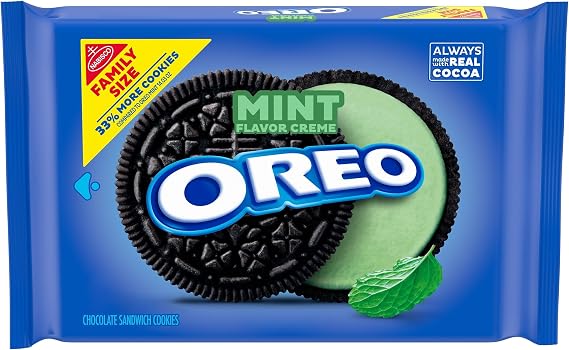 OREO Mint Creme Chocolate Sandwich Cookies, Family Size, 18.71 oz