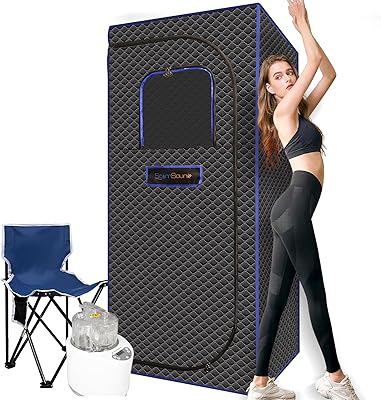 RIGO Steam Sauna Tent,4L Full Size Portable Sauna Tent with 1500W Steam Generator Remote Control Folding Chair for Detox Reduce Stress Fatigue Indoor Home Black, MD-102