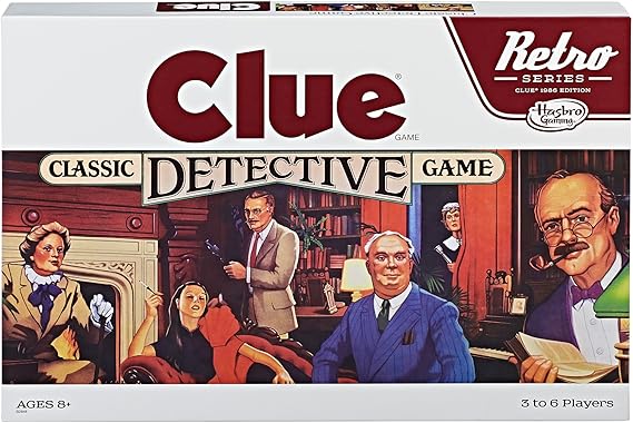 Hasbro Gaming Retro Series Clue 1986 Edition Board Game, Classic Mystery Game for Kids, Family Board Games for 3-6 Players, Ages 8+